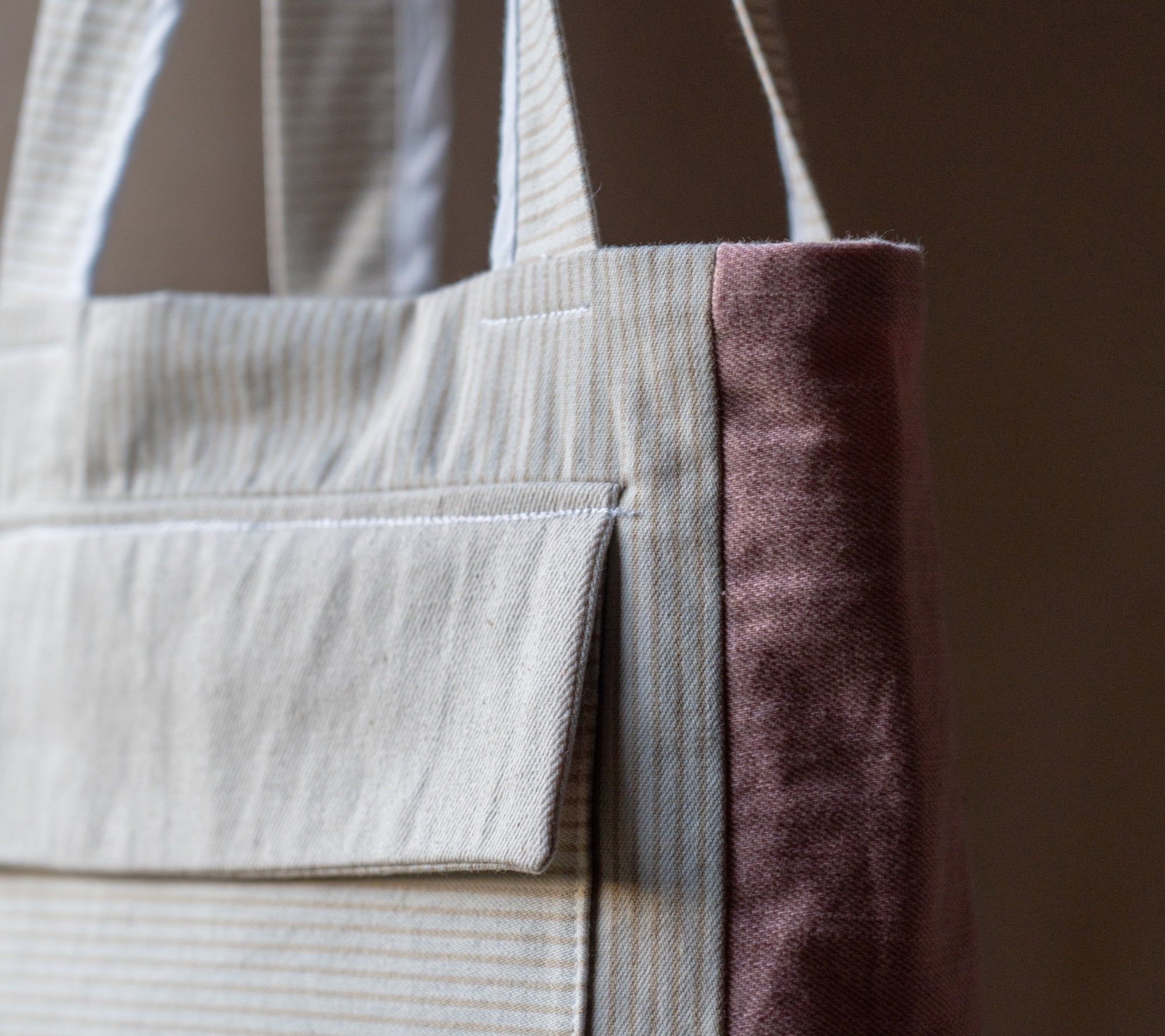 Sand Stripe and Pink Messenger Bag