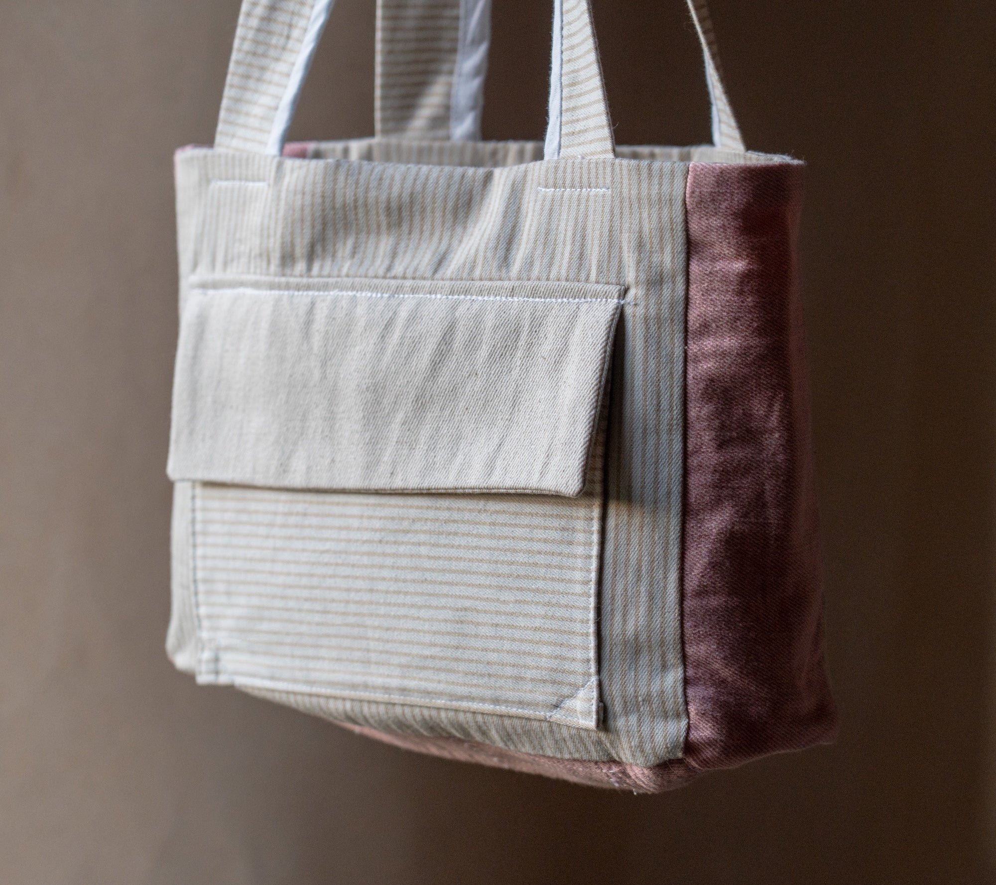 Sand Stripe and Pink Messenger Bag