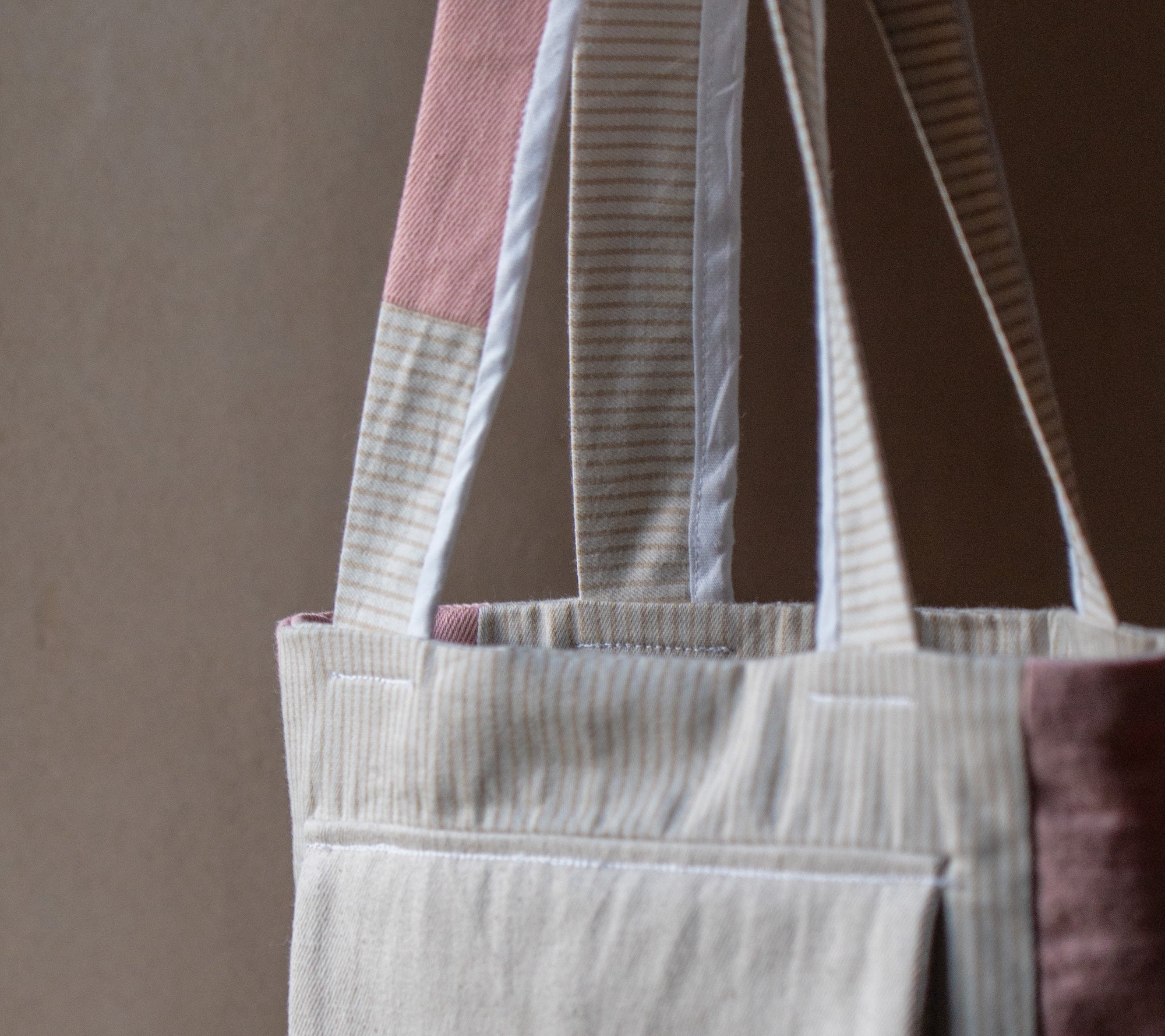 Sand Stripe and Pink Messenger Bag